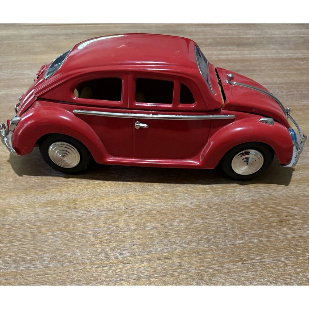 Vintage 15" Red VW Volkswagen Bug Music Box plays “He’s a Jolly Good Fellow”
